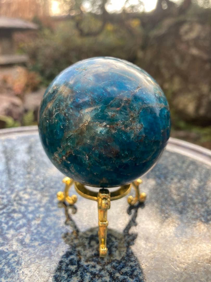 アポフィライト 青色 球体 置物