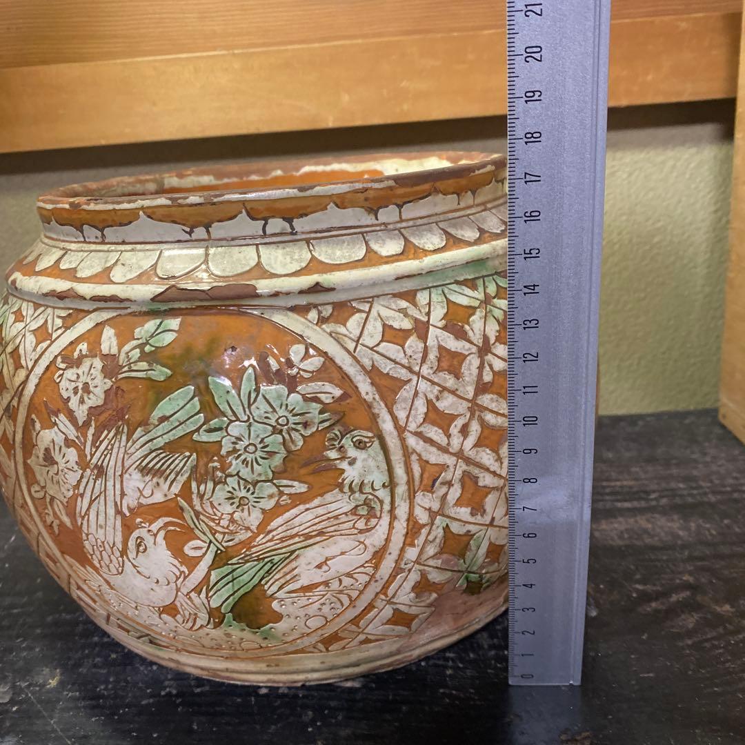 中国古玩　鳥華図花瓶　23cm18cm