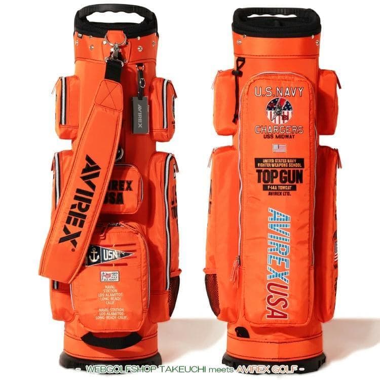 新品 AVIREX アヴィレックスゴルフ キャディバッグ オレンジ