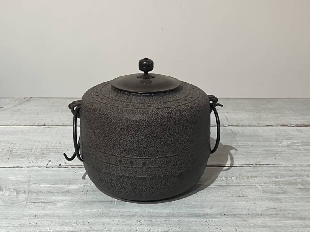 茶の湯釜 利休好 萬代厚釜 人間国宝 高橋敬典作 直筆専用函付き＊未使用！