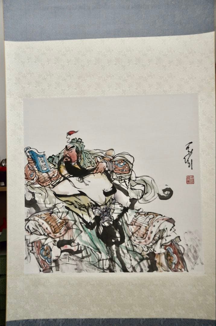 夜に春秋を読む 夜读春秋 関羽（関二爷）、中国画、水墨画、三国志の歴史人物