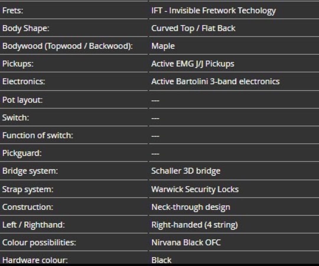 ベース Warwick Custom Shop Robert Trujillo Sig