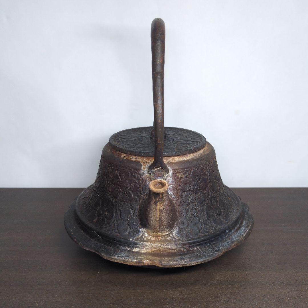 長文堂 桜地紋 鉄瓶 煎茶道具