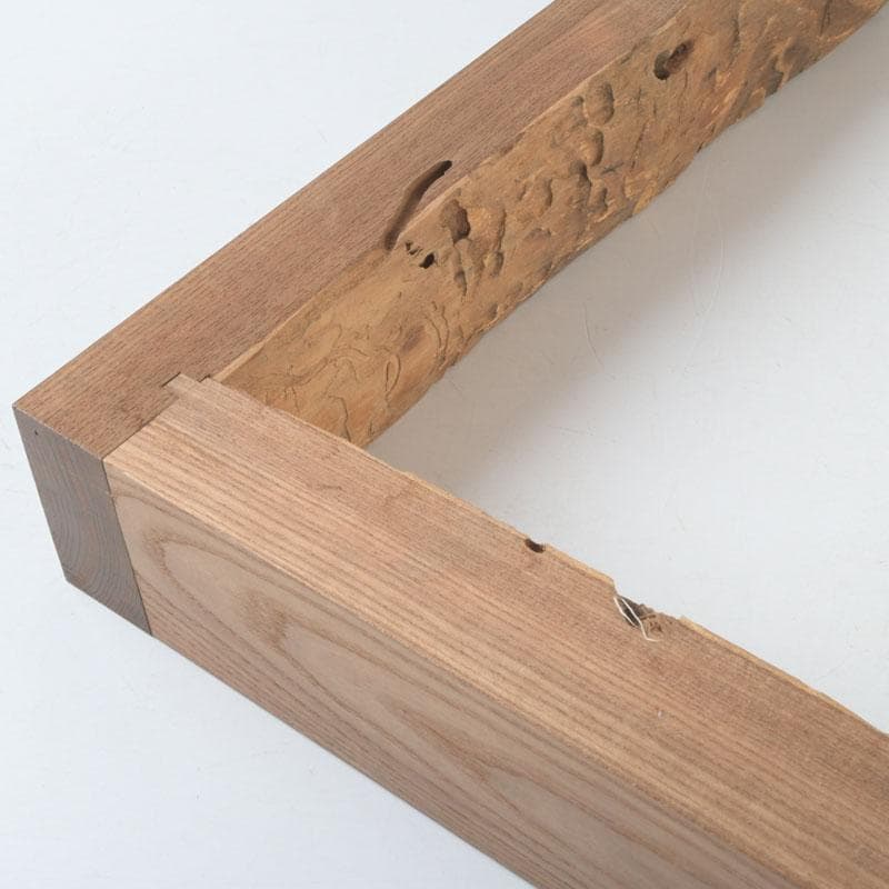 茶道具　山崎如悦作　槐古材木地　炉縁　共布共箱　V　9888A