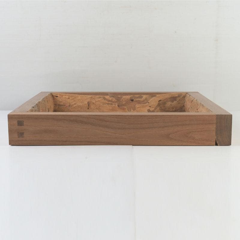 茶道具　山崎如悦作　槐古材木地　炉縁　共布共箱　V　9888A