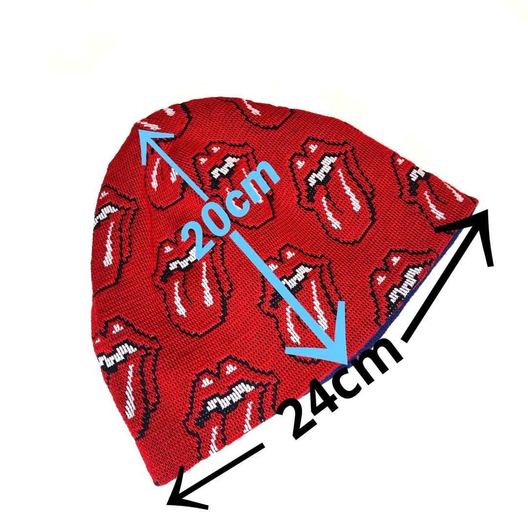 リバーシブル ニットキャップ　　　　　　ローリングストーンズCAP 帽子 赤青