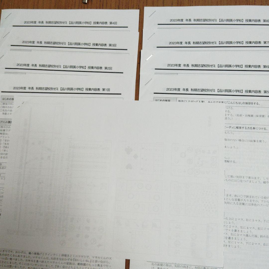 2023年度 年長　秋期志望校別ゼミ　品川翔英小学校　フルセット