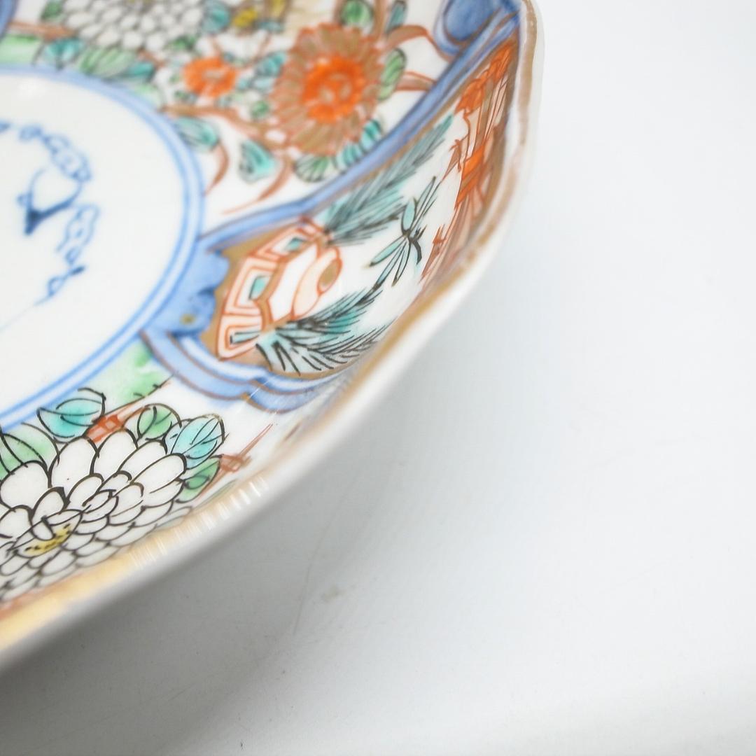 古伊万里　錦手　花尽くし文様　なます皿　2枚