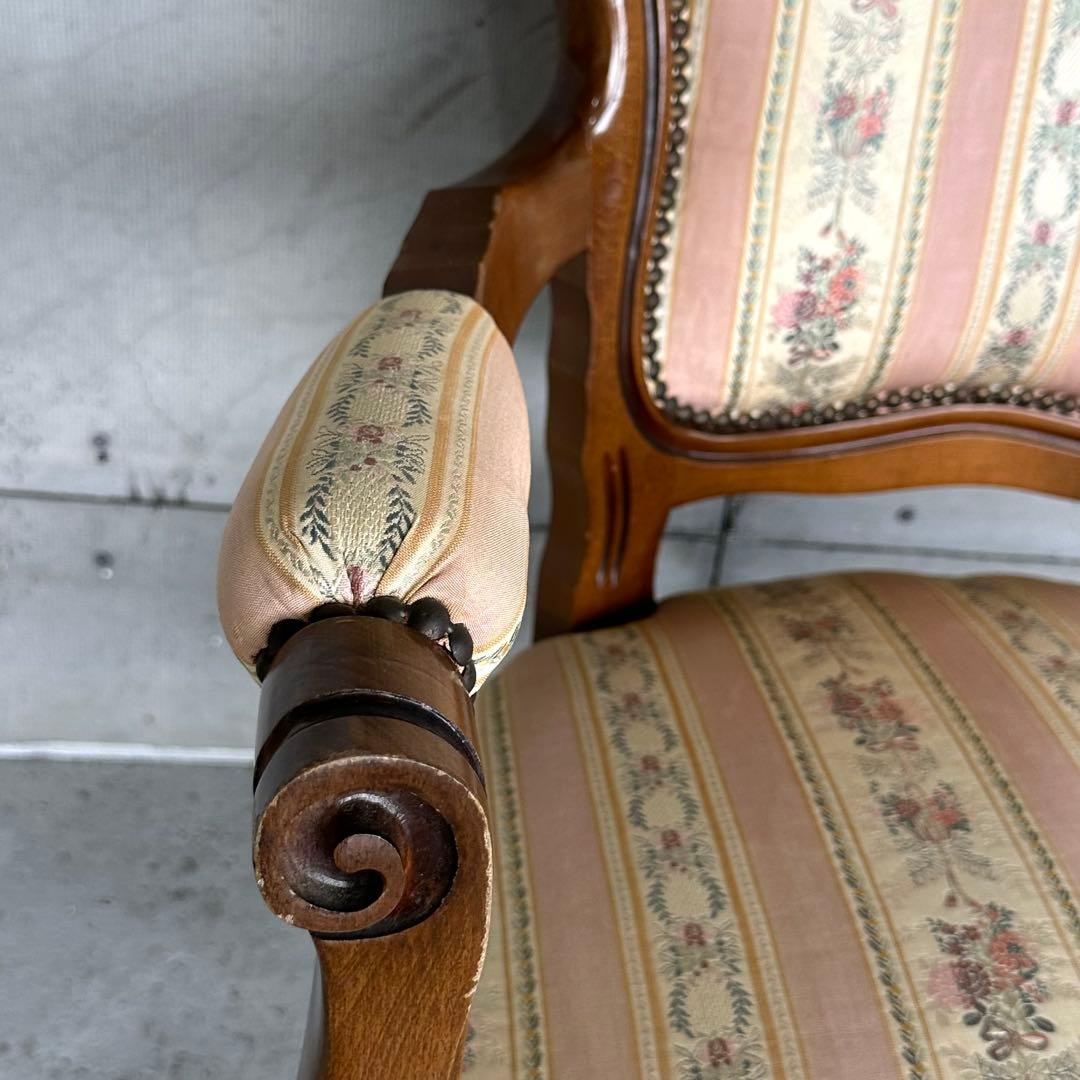 ★90s★ ロココ調 彫刻アームチェア イタリア クラシック 猫脚 彫刻