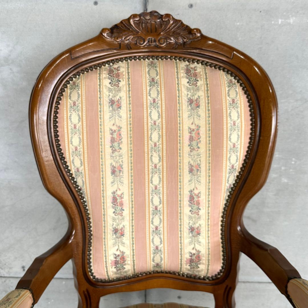 ★90s★ ロココ調 彫刻アームチェア イタリア クラシック 猫脚 彫刻