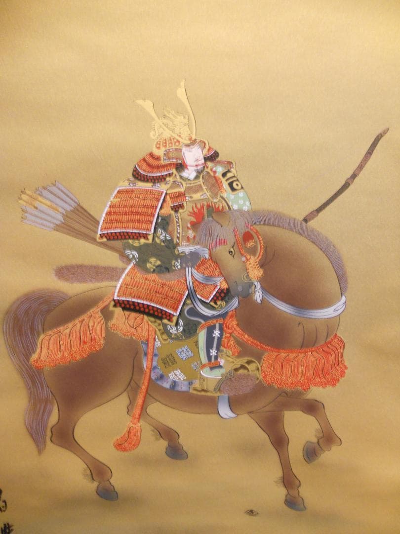 掛け軸 竹中白映 武者 絹本 希少 軸装 茶道具 掛軸 美品 です。