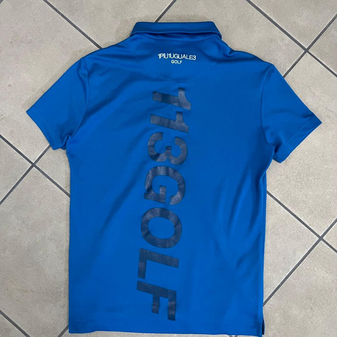 1piu1uguale3 GOLF ポロシャツ　メンズ　半袖　ロゴ　青　3 S