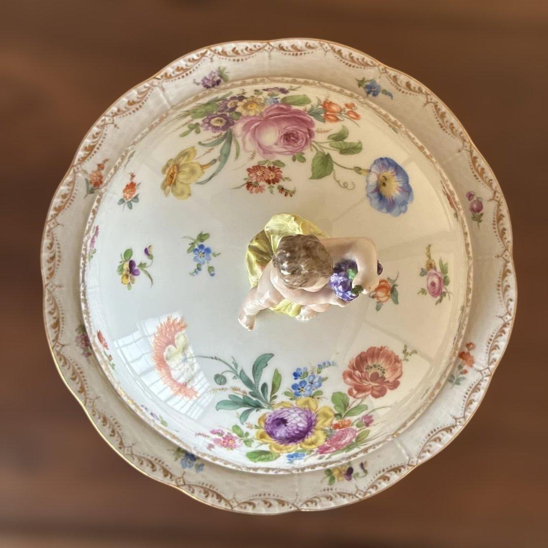 アンティーク KPM フィギュア付き蓋コンポート