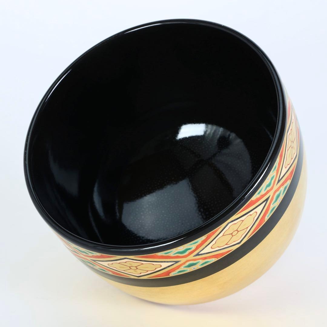 高橋道八 仁清写 色絵花菱之図茶碗 共布 共箱付 京焼 茶道具 抹茶碗 古美術品