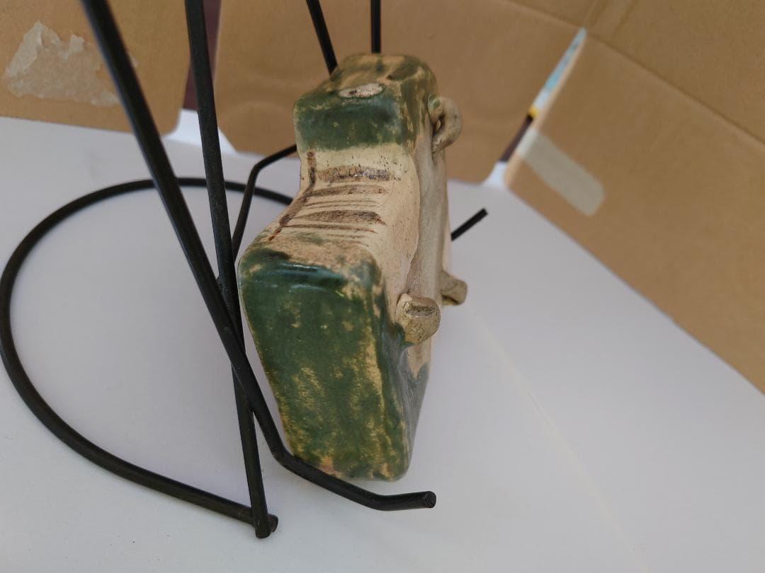 ★美濃　織部焼★青織部三環足向付★桃山時代★骨董品☆