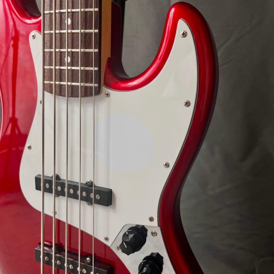 5連ペグ Squier affinity Jazz Bass V 5弦ベース 赤