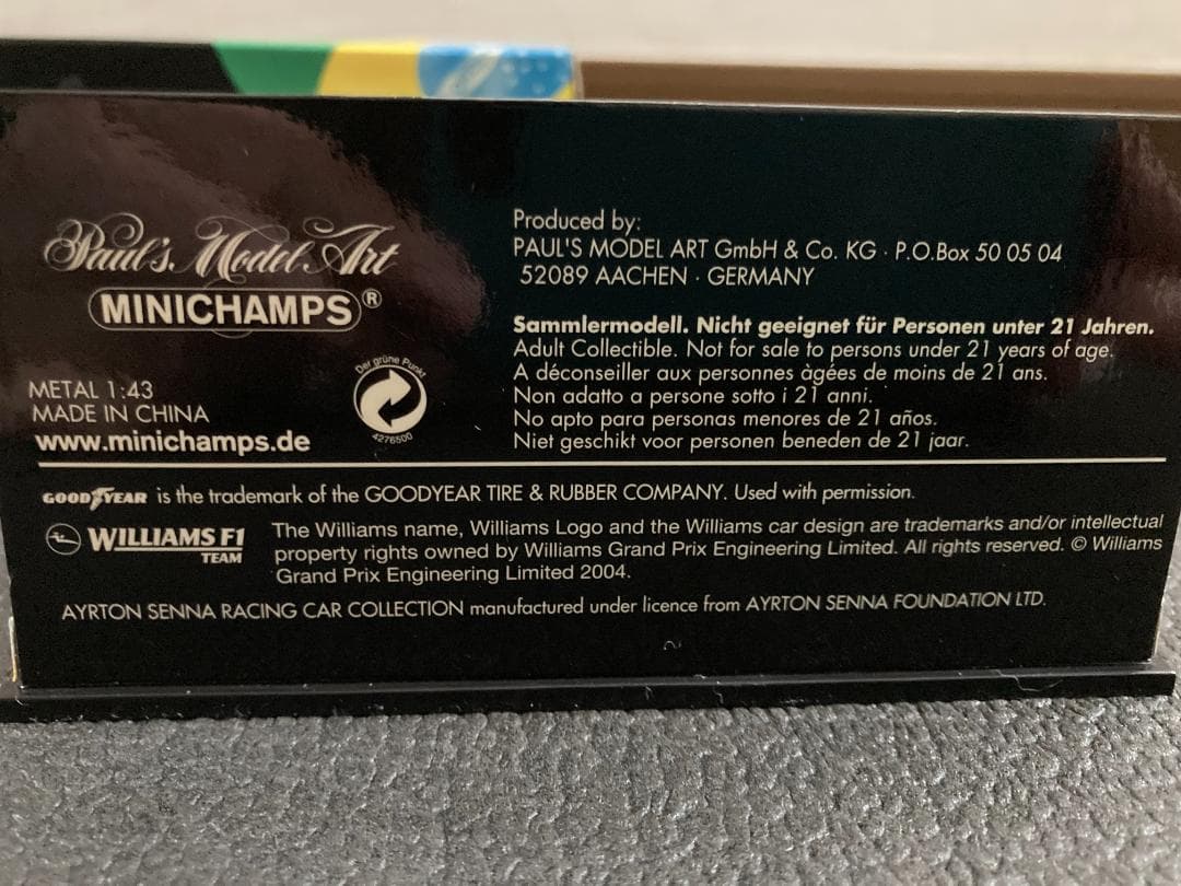 1/43 ミニチャンプス Williams Renault FW16 SENNA