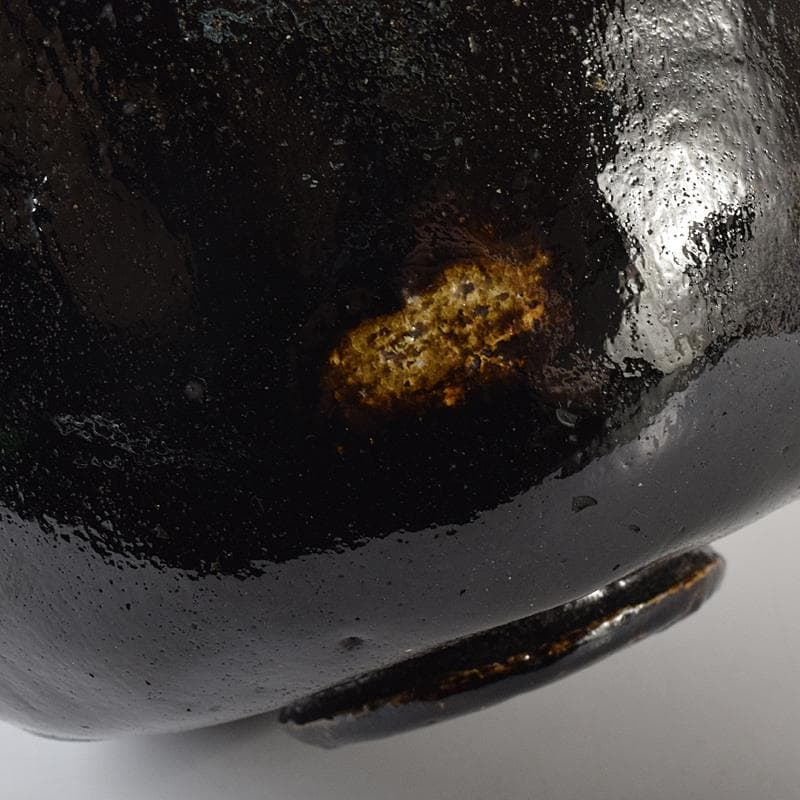 楽吉左衛門　十代旦入造　黒楽茶碗　銘「千鶴」　碌々斎極め箱　D　R7892