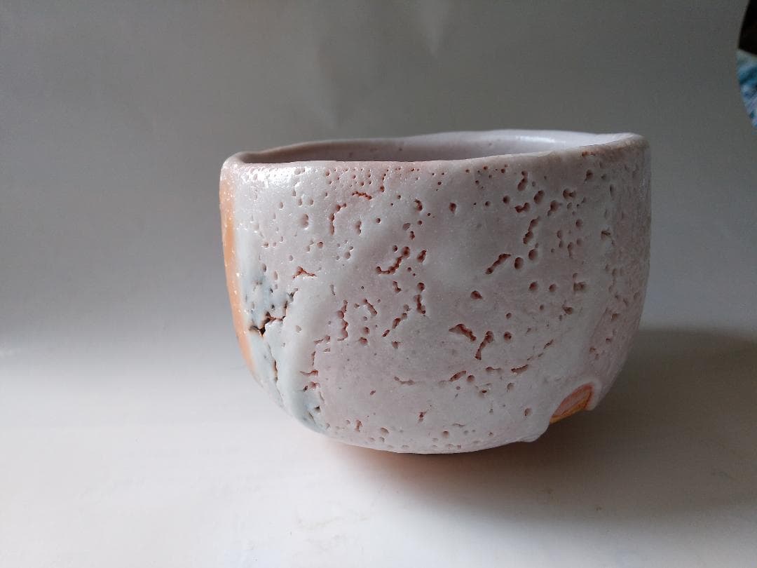 志野焼 源九郎窯 加藤健 作 志野 茶碗 茶道具 共箱 共布 栞 新品 未使用