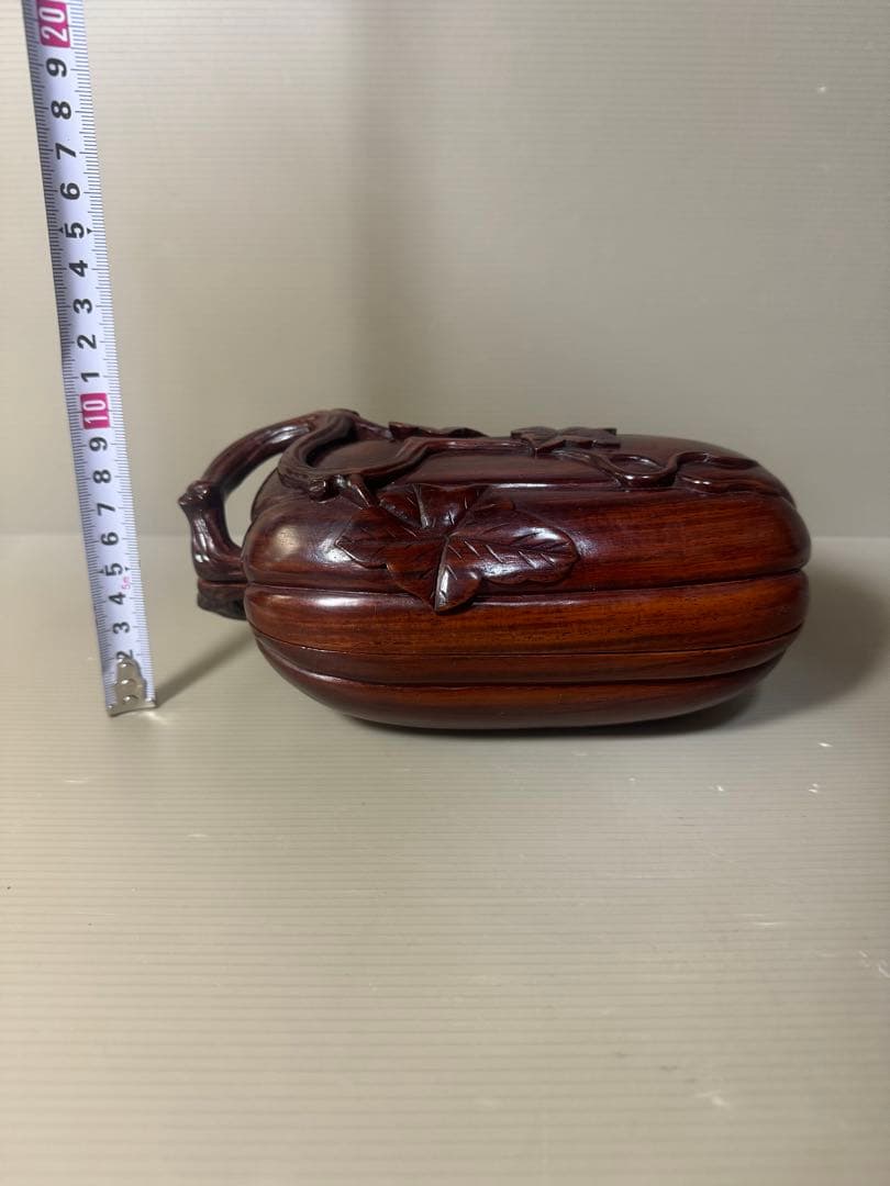 2467本紫檀　蓋物　瓜　希少木　漆塗り　小物入れ　置物　美術工芸品　飾り　美品