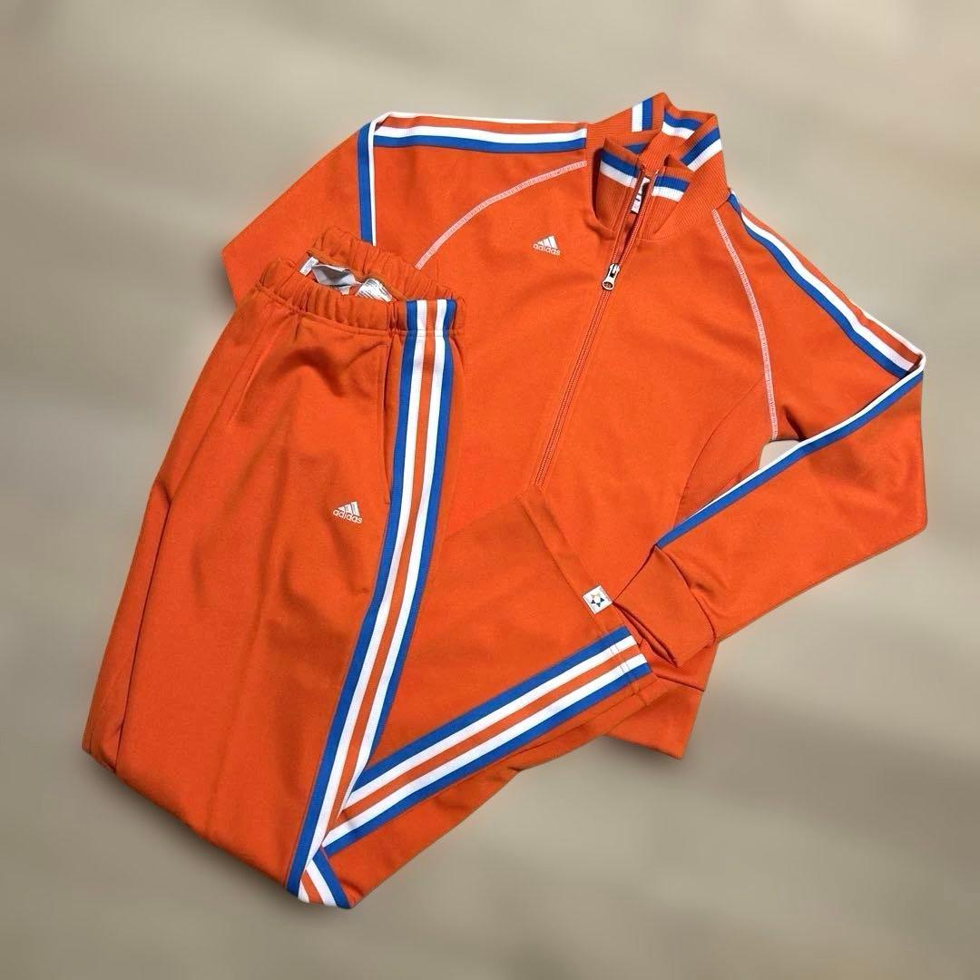 adidas ジャージセットアップ　上下　オレンジ　レディースSサイズ【未使用】