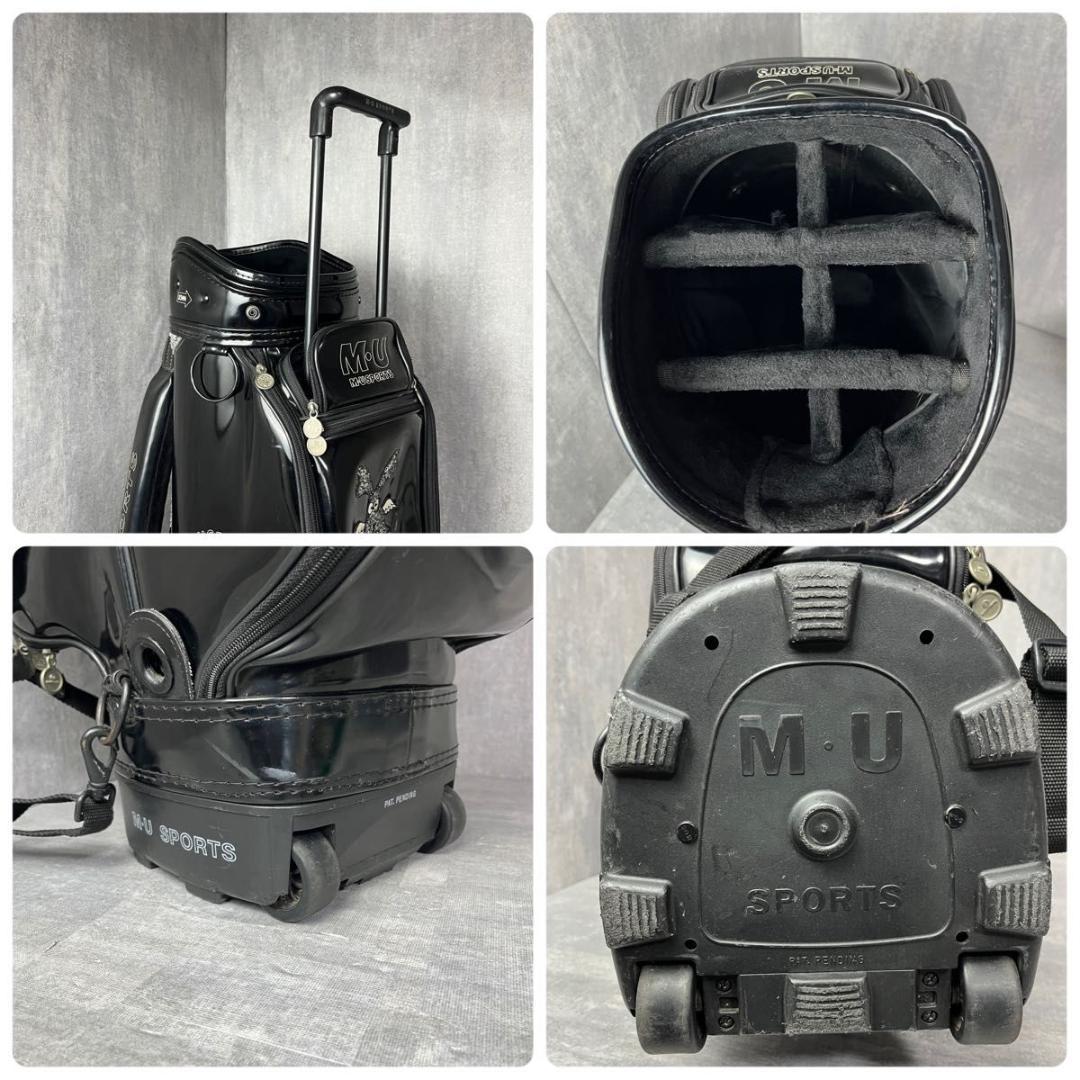 希少 ミエコウエサコ キャディバッグ エナメル キャスター付 刺繍 ゴルフ 廃盤