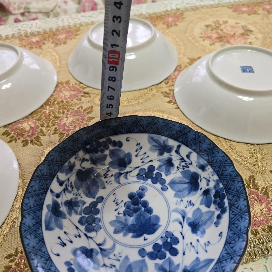 有田焼　聖窯 新品　取り皿　小皿　5枚セット　和食器 青と白の花柄陶器皿