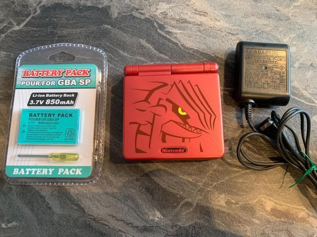 美品 シェル交換品 ゲームボーイアドバンスsp グラードンエディション