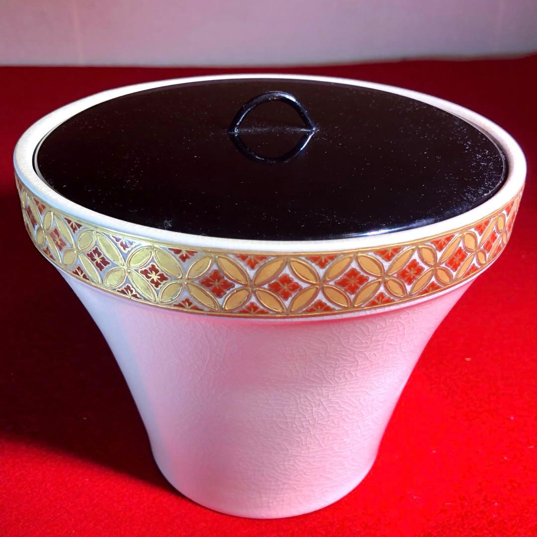 【茶道具】橋本陶正山作　七宝紋末広水指