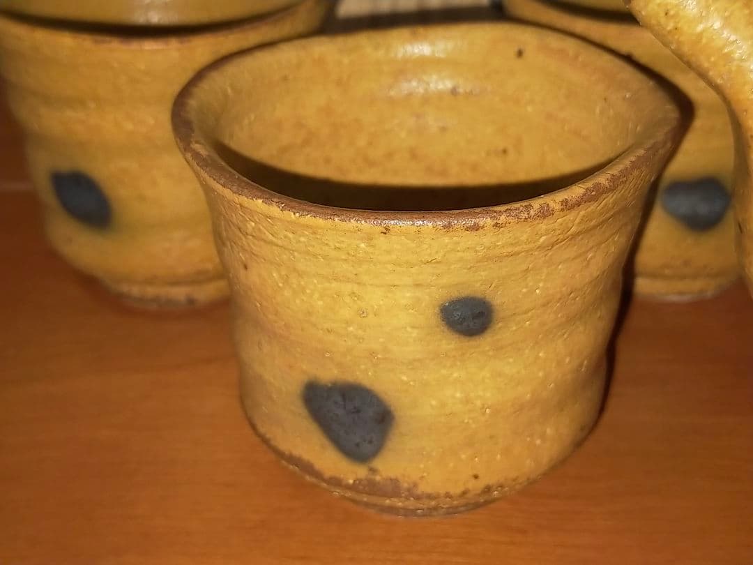 ♥値下げ！　加藤正也　黄瀬戸　急須　湯飲み　茶器揃え　共箱付き　湯呑み　骨董