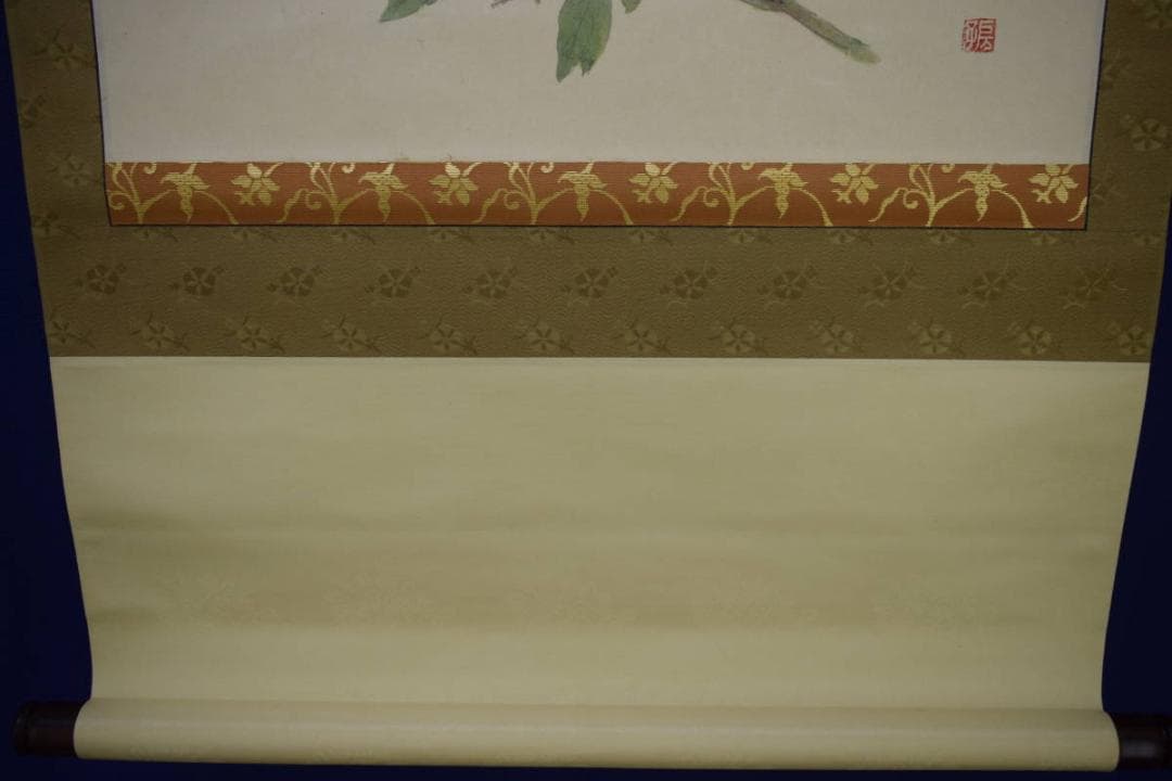 真作/房子/牡丹図/桐共箱付/布袋屋掛軸HJ-393