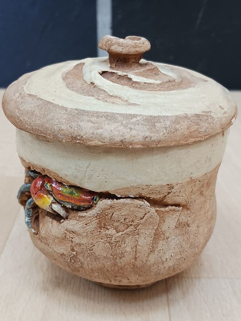 水月焼　 蟹　蓋付茶碗　湯呑　 蟹細工　 茶器　在銘