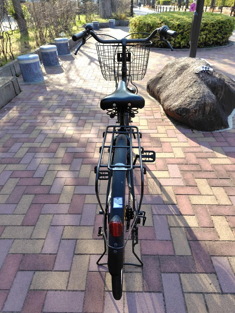 シティサイクル 27インチ 6段変速 LEDオートライト 黒ブラック