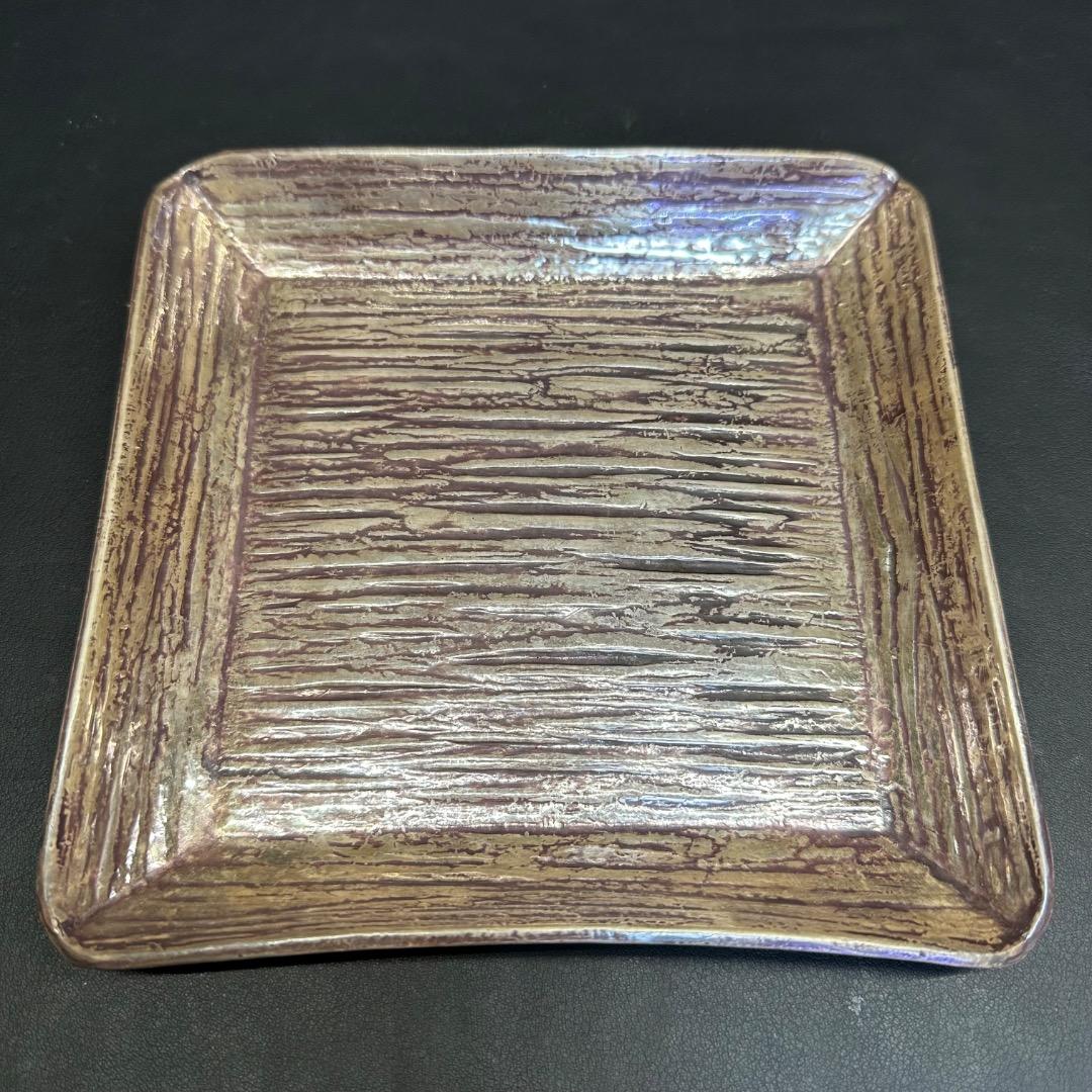 ♡Ec左1008 未使用保管品 中川浄益作 四方盆 木箱 共箱 在印 在銘 落款