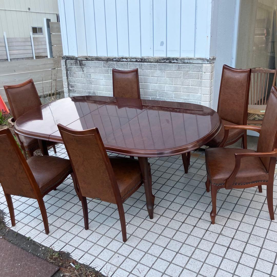 ⑥北欧レトロ マルニ木工 木製椅子 鋲打ちダイニングチェア ロビーチェア 古家具