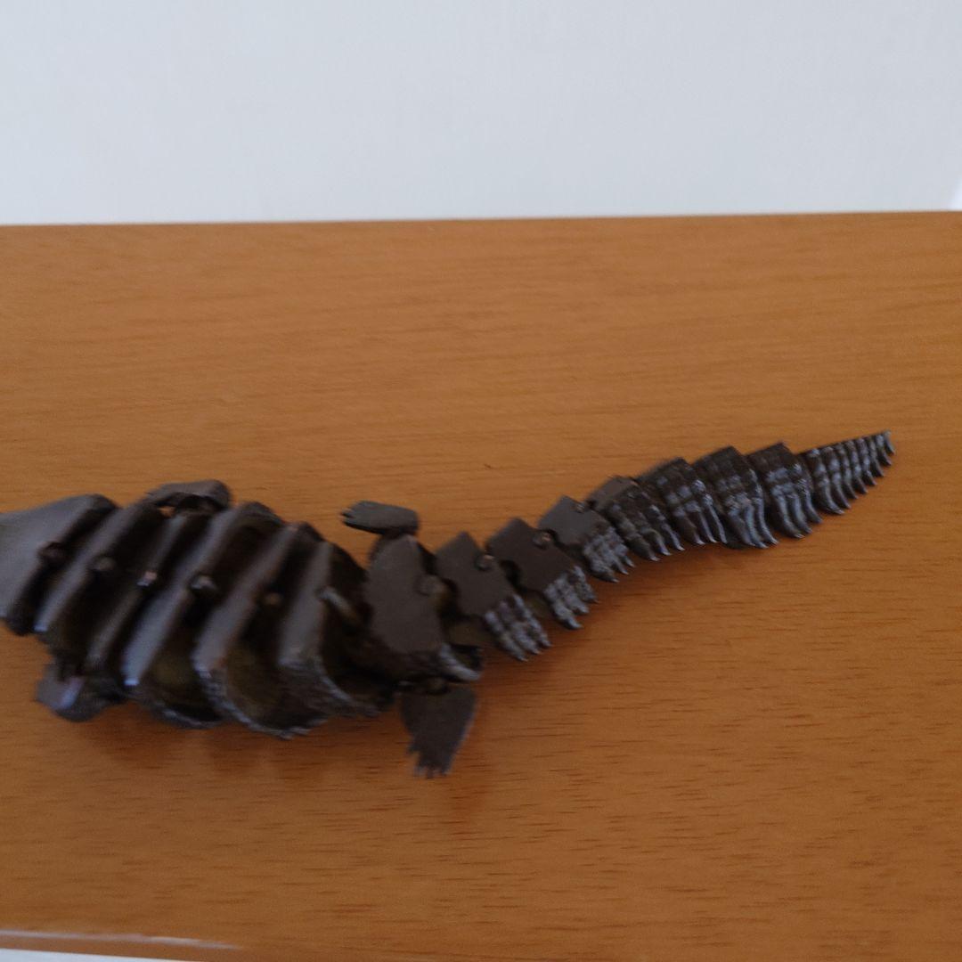 銅製　鰐　自在　在銘　置物