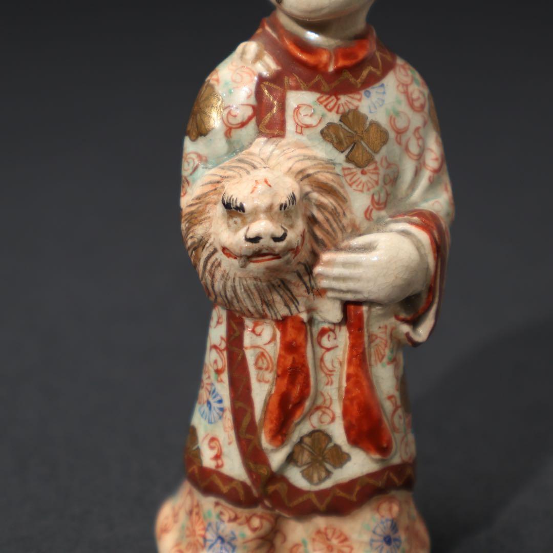 明治期　童子　置物　人形　薩摩　九谷　赤絵　骨董　R1575ダS