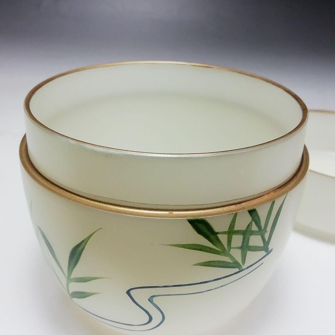 Ｓ６２６　棗　『白透中棗　葦に流水』『樹脂製』『中村口香鳳作』　共箱　茶道具