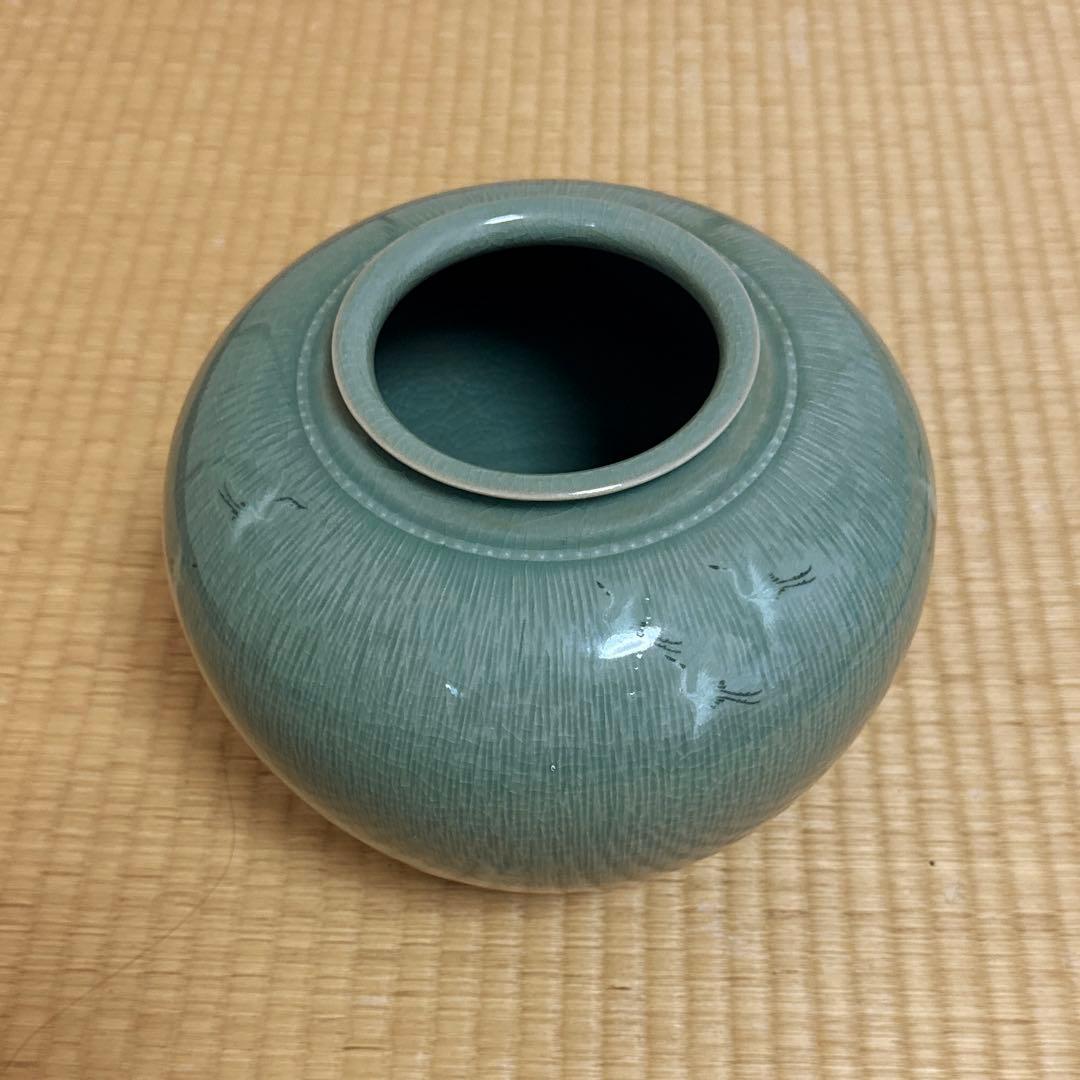 美しい高麗青磁の飾壺 国宝級な韓国作家 文柱天作