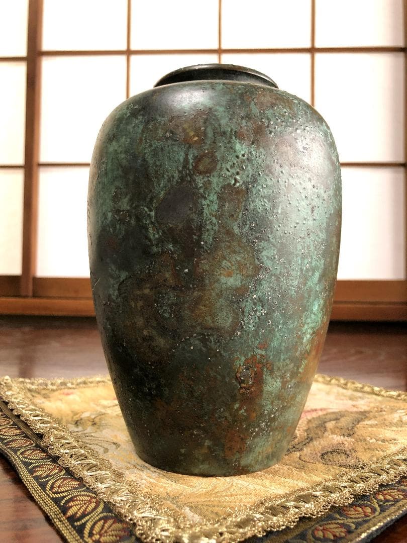 【 高肉象嵌銅壺 】　 高士唐子図　中華古玩