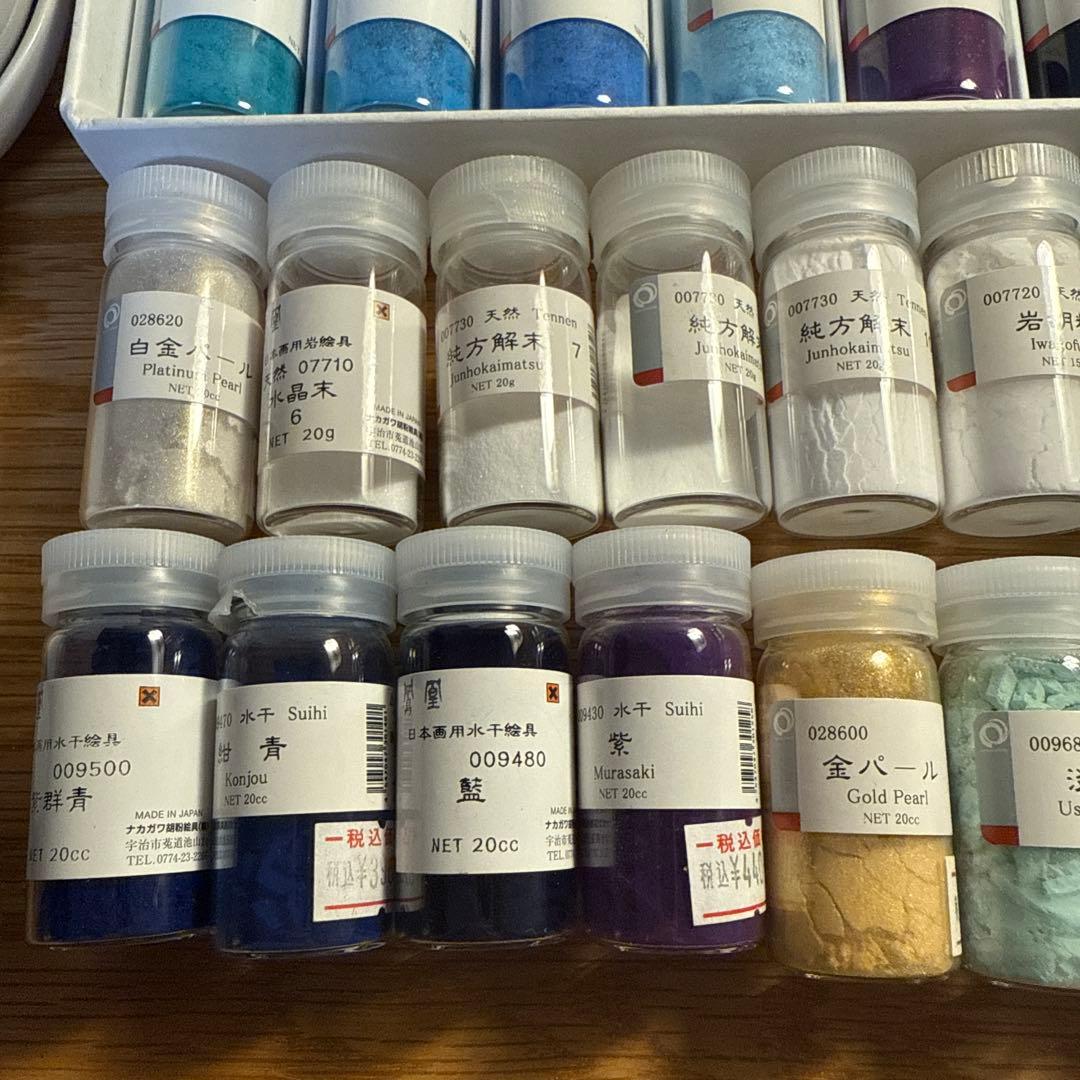 まとめ売り　ナカガワ胡粉　日本画用水干絵具セット 23色＋18色　乳鉢　乳棒　皿