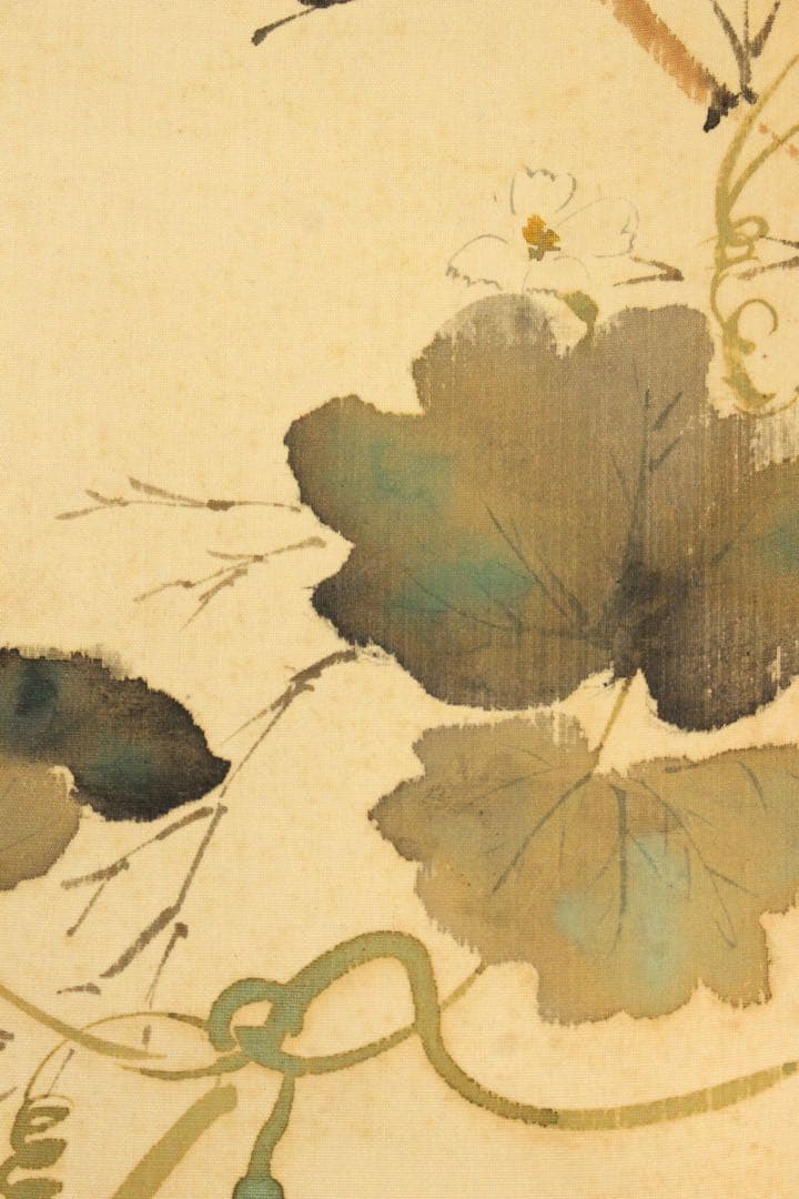 No5449 掛軸　矢野橋村　瓢箪画賛　絹本着色　合箱　古画　古美術　送料無料