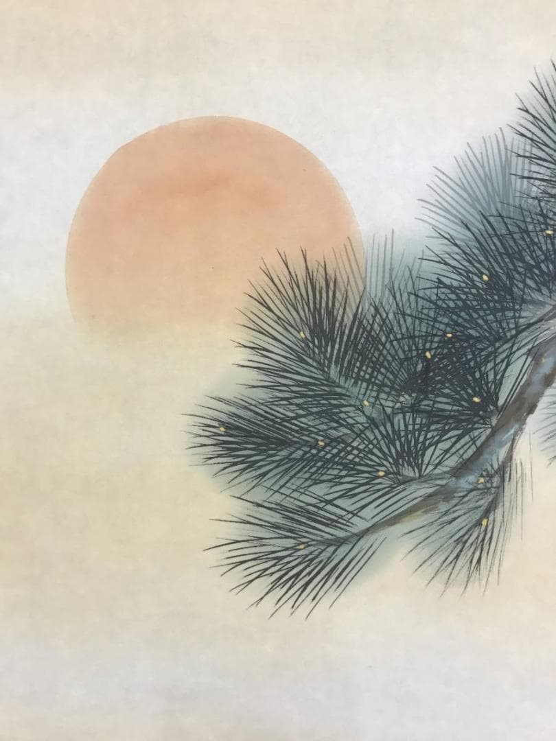 真作/石河暁風/松上双鶴図/鶴図/掛軸/名家伝来/AD-958