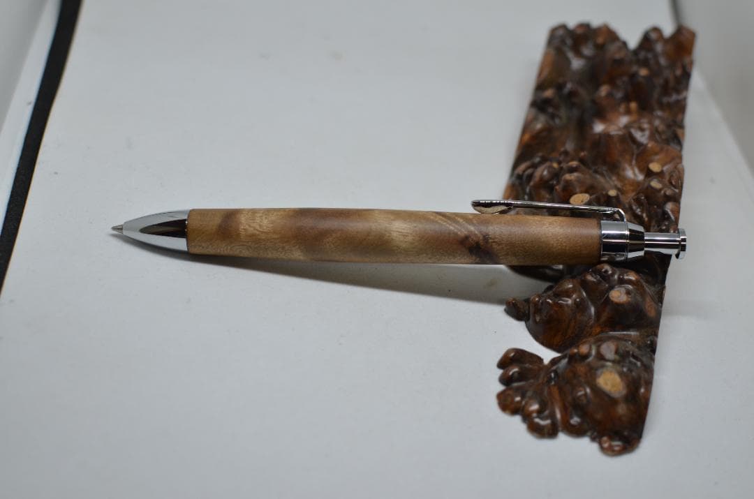 【マーブルウッド瘤ボールペン】　シャーペンに変更可能　三神ボール1000使用