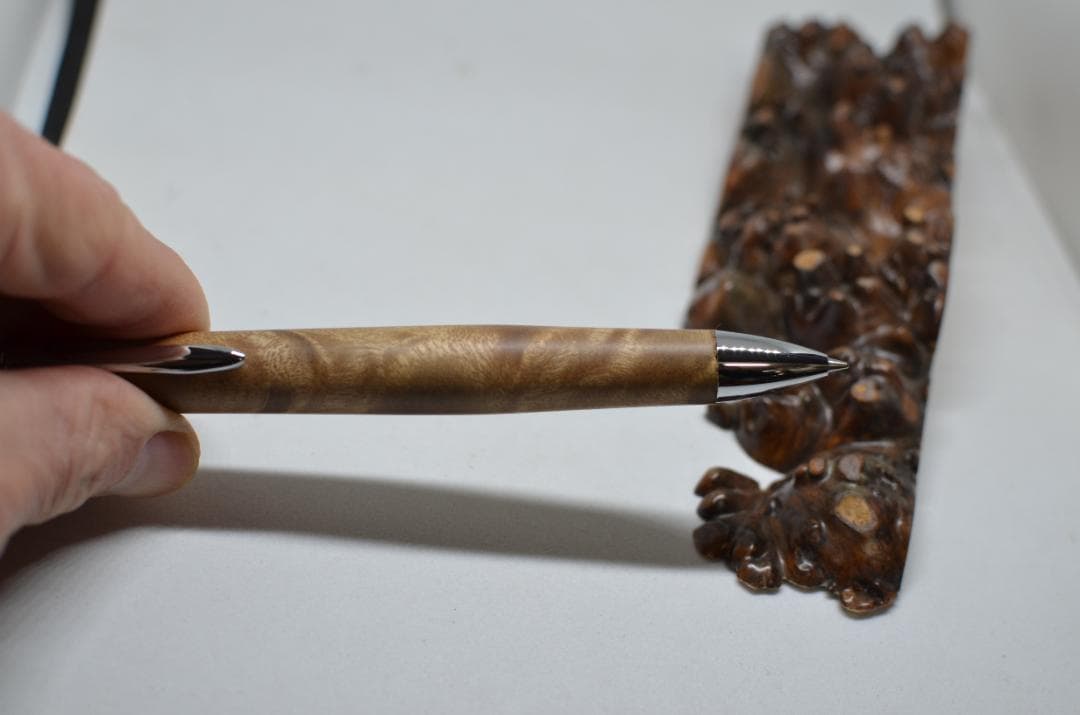 【マーブルウッド瘤ボールペン】　シャーペンに変更可能　三神ボール1000使用