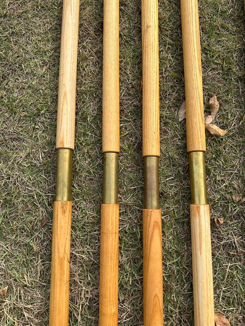 購入価格8万円　ウッド　タープポール　6本　木製　真鍮　ビンテージ　キャンプ