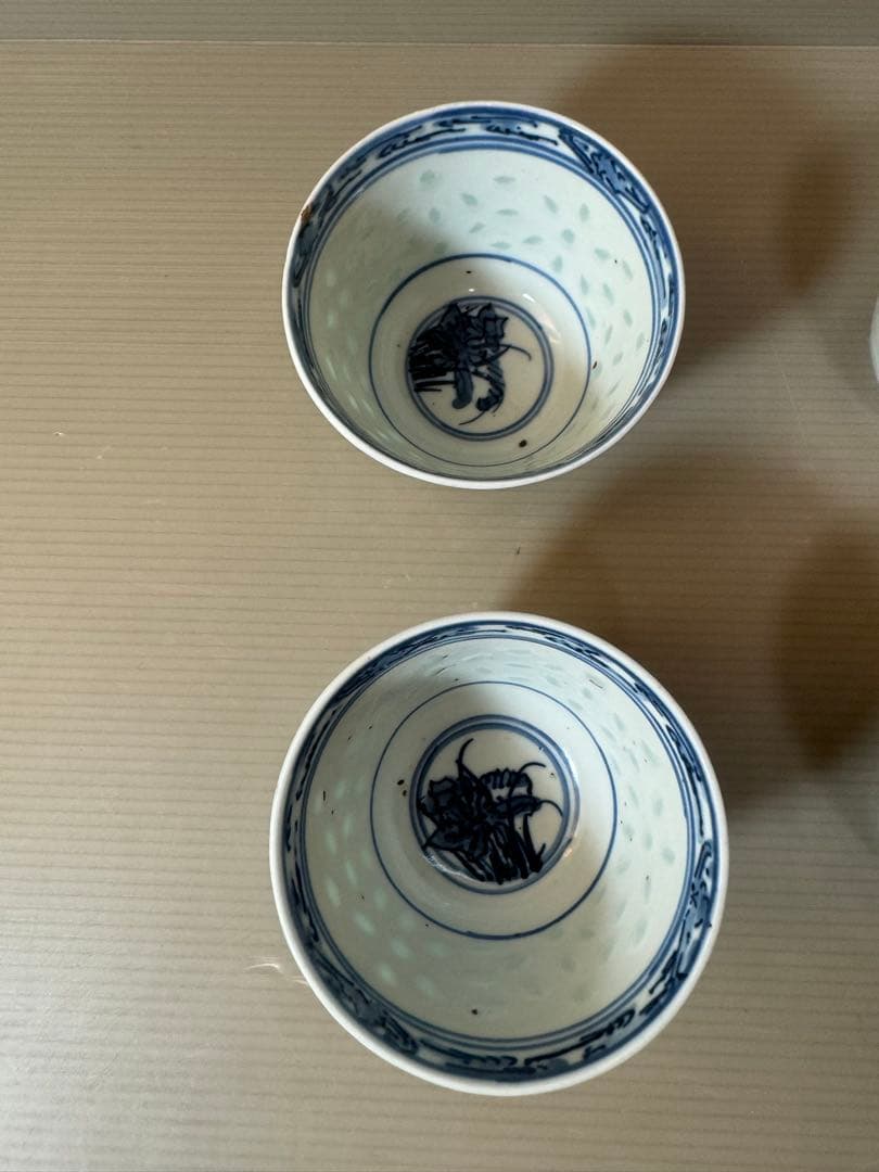 2908 中国骨董　康熙年造銘　蒸茶碗　4客　時代物