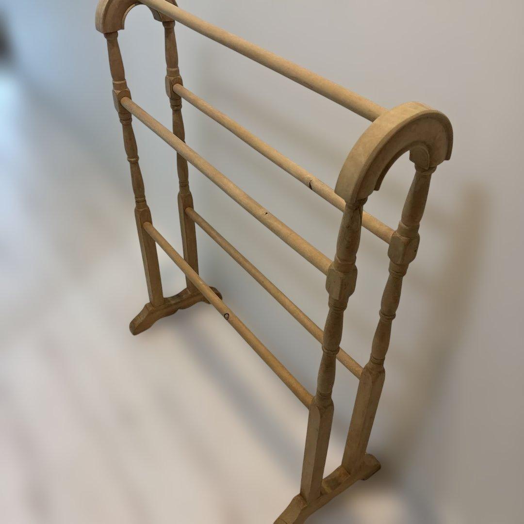 アンティーク 木製タオルバー　キルトラック リネン掛け クロス