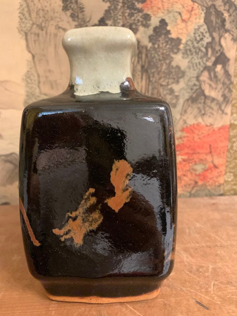 浜田庄司 扁壺 共箱【本物保証】益子焼人間国宝 河井寛次郎盟友 251