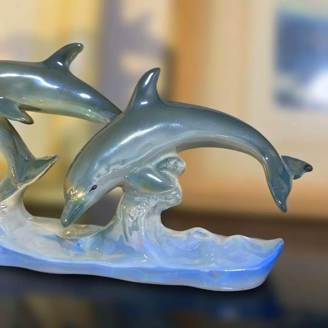 KATO工芸　イルカ　ドルフィン置物　美品 動物　幸運　癒し